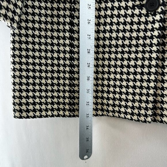 Coldwater Creek Overcoat Womens 14 Silk Wool Fully Lined Houndstooth Black White - Picture 10 of 11